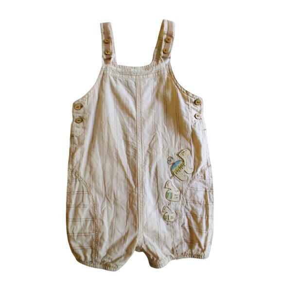 Zip Zap Linen Blend Stripe Camel Romper 12-18 Months - Picture 10 of 10